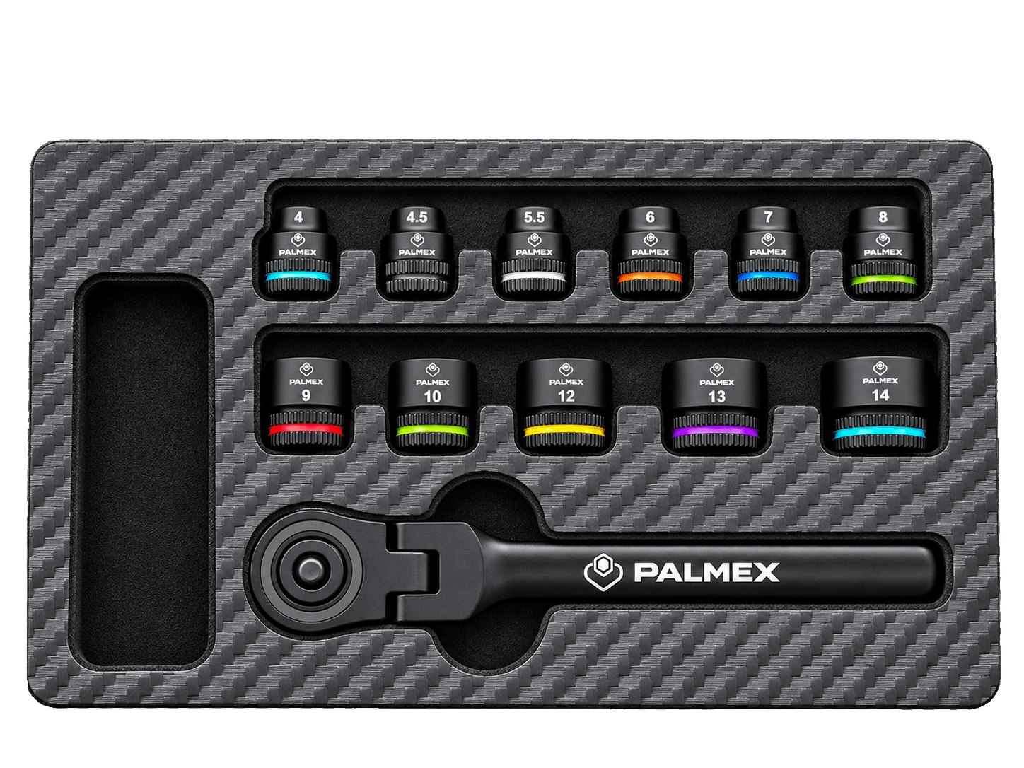 12pcs- 14 DR. Low-Profile Socket Set w Handle
