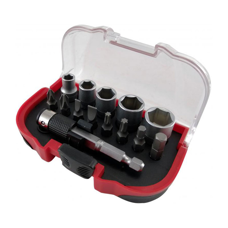 15 Pcs Bit Set W/quick Change Bit & Socket Adapter