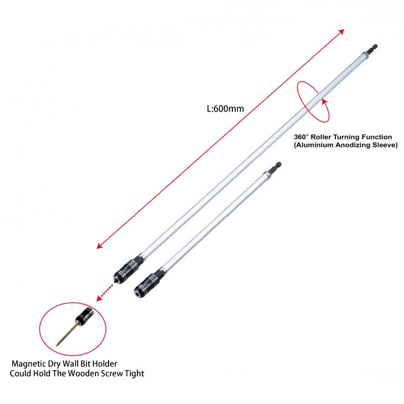 Extra Long Extension W / Magnetic Drywall Bit Holder