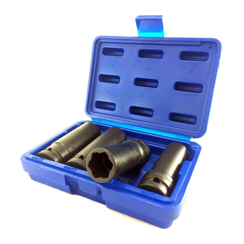 4 Pcs 1/2" Dr. Bolt Extractor Deep Impact Socket Set