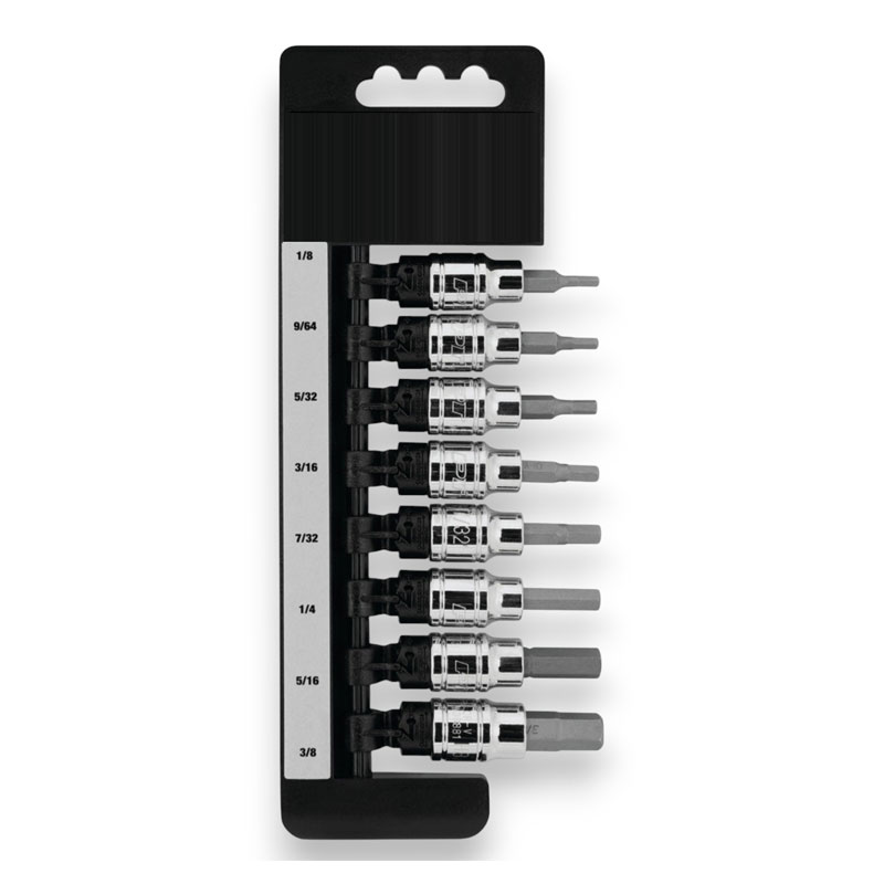 8PCS 3/8" DR. Hex Bit Socket Set (SAE)