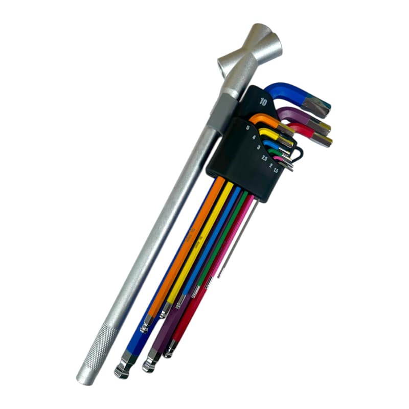 10pcs Colored Extra Long Hex Key Set Ball End (Metric)