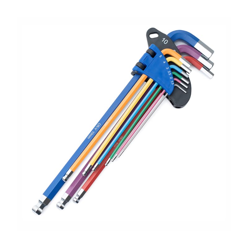 9PCS COLORED EXTRA LONG HEX KEY SET BALL END (Metric)