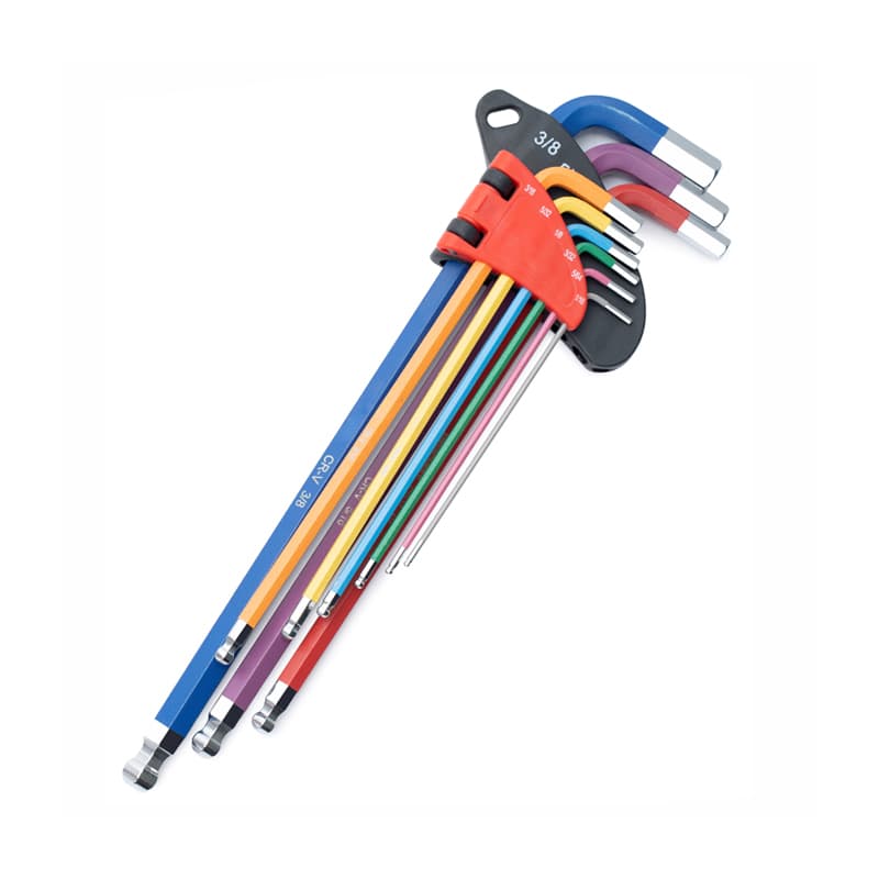 9pcs Colored Extra Long Hex Key Set Ball End (SAE)